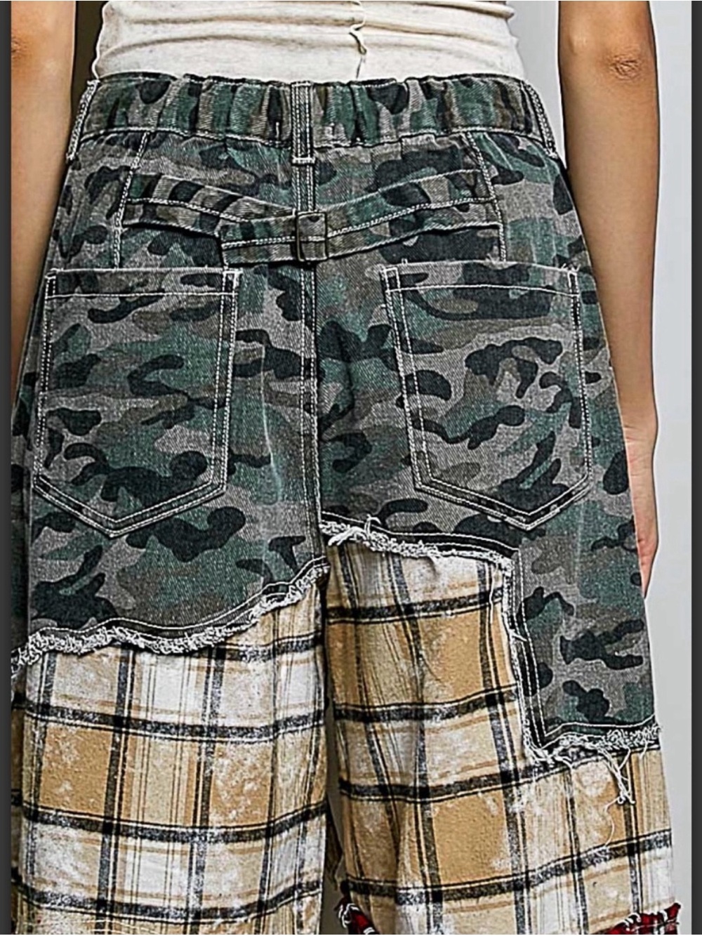 POL Patchwork Plaid & Camo Wide Leg Pants and Midi Duster Set - Picture 3 of 8